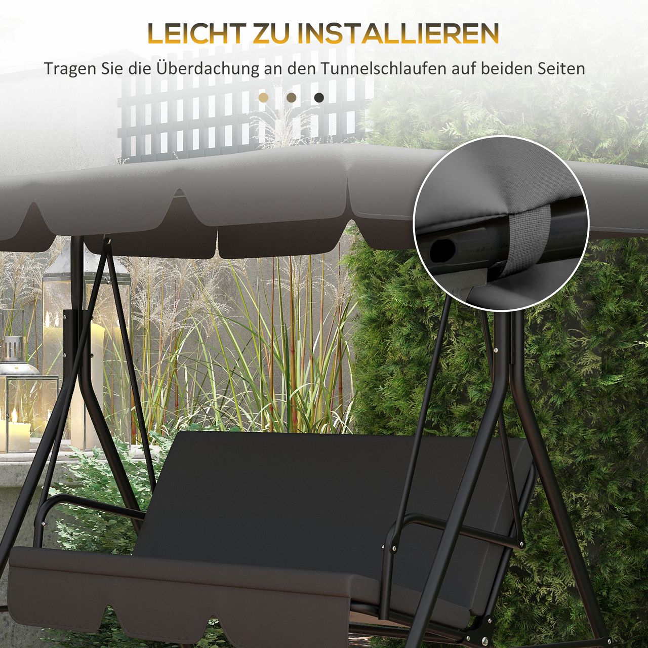 Outsunny Hollywoodschaukel Ersatzdach Dachbezug für -Sitzer Gartenschaukel Grau