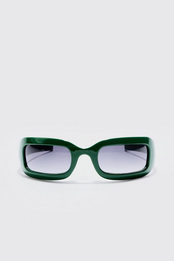 Klobige eckige Sonnenbrille in Grün