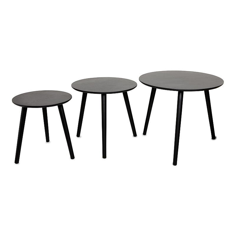 Home Bord s/3 ø 60/48/40 cm mdf ask sort