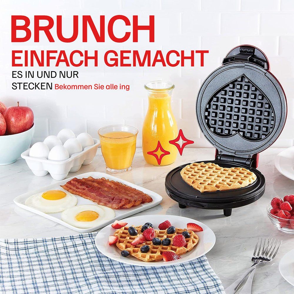 MOUTEN Sandwichmaker Mini-Herz-Waffeleisen, kleines Waffeleisen mit Antihaftbeschichtung
