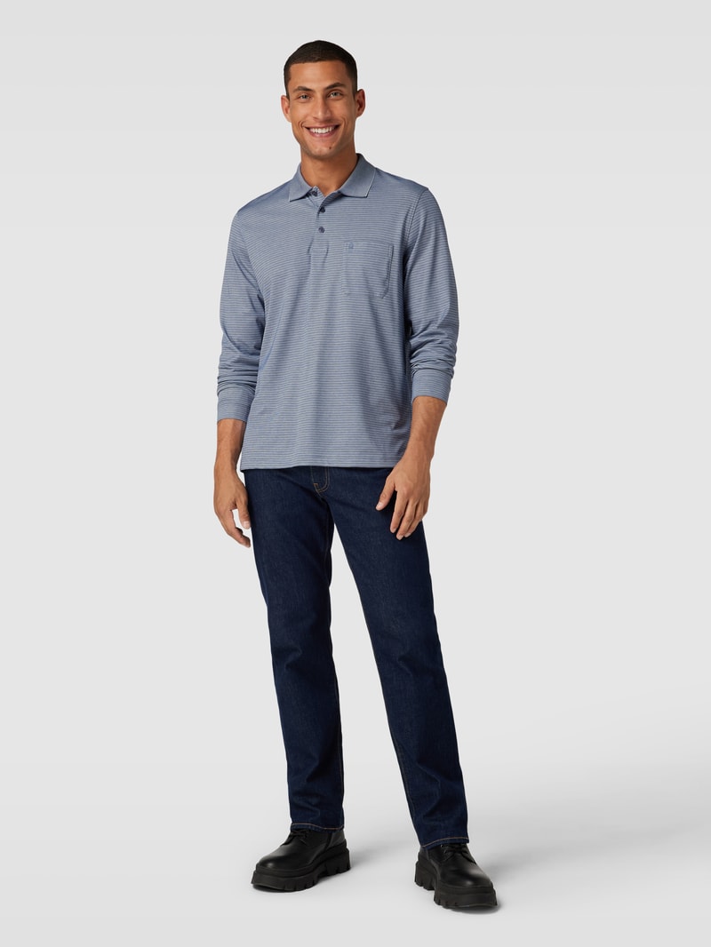Poloshirt mit Streifenmuster in blau