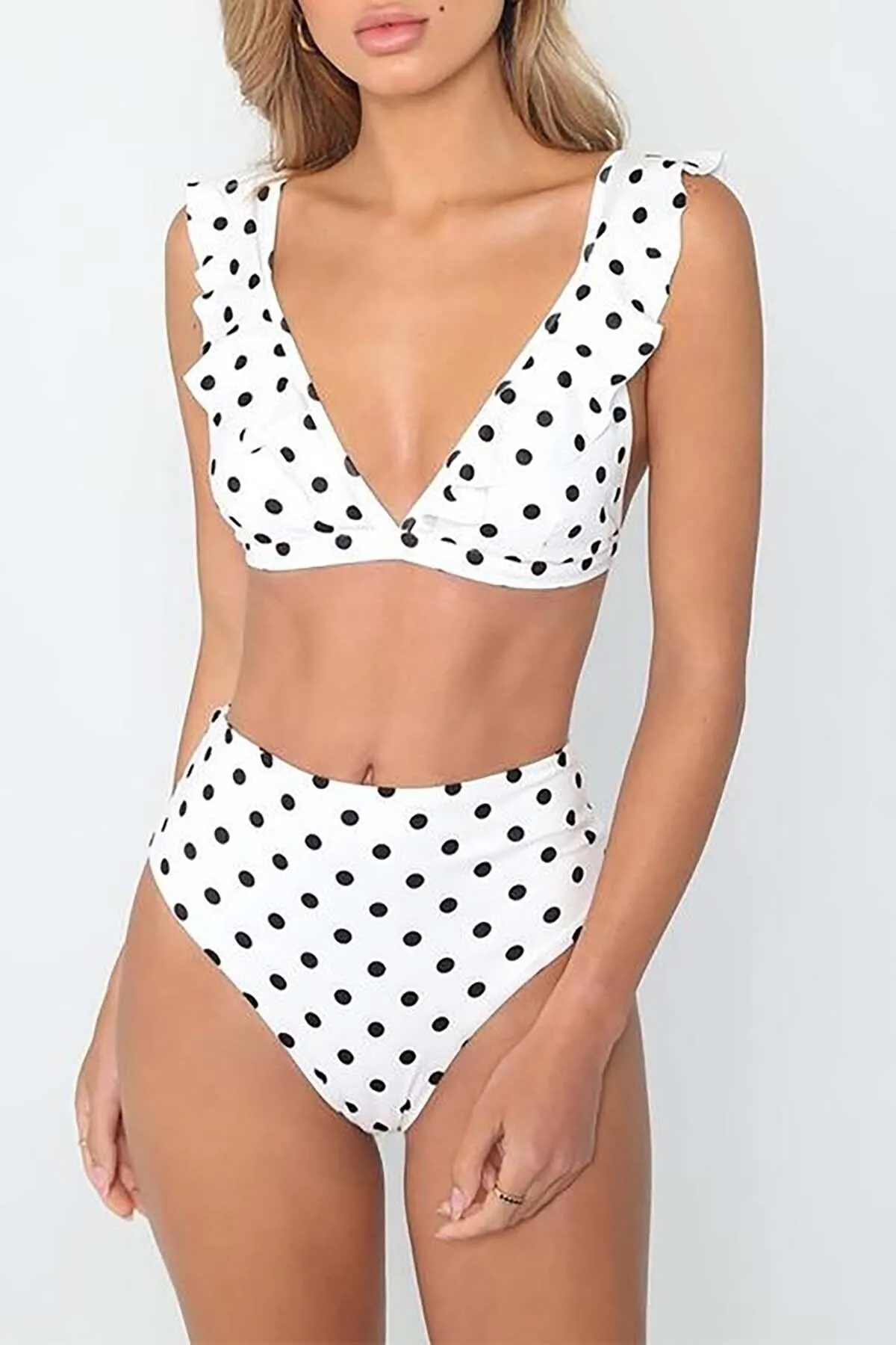 Angelsin  Polka Dot Bikini Set Weiß