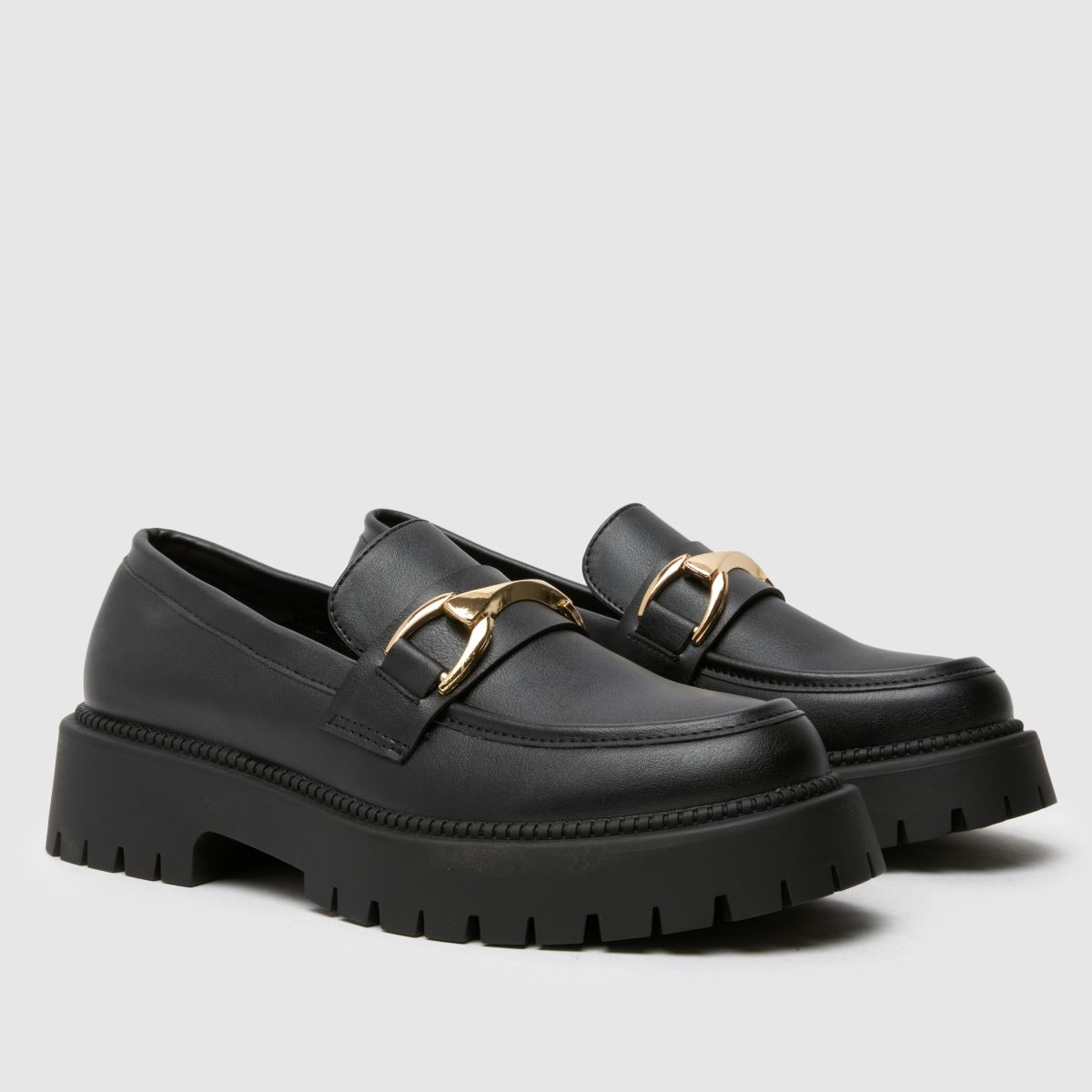 Schuh fekete rácsos mokaszin lányka ifjúsági cipő