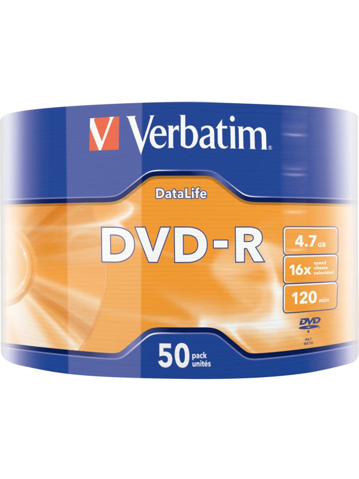 COFI 1453 Verbatim DVD-R 4.7GB/120Min/16x Eco-Pack (50 Disc) in Orange günstig kaufen onesize