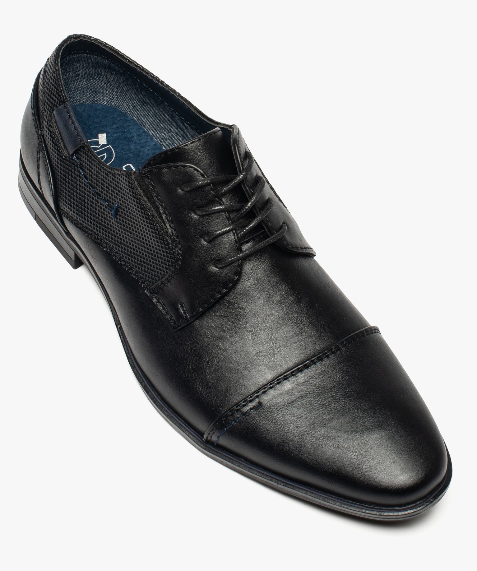 Derbies homme unis à bout droit et surpiqres noir | GEMO