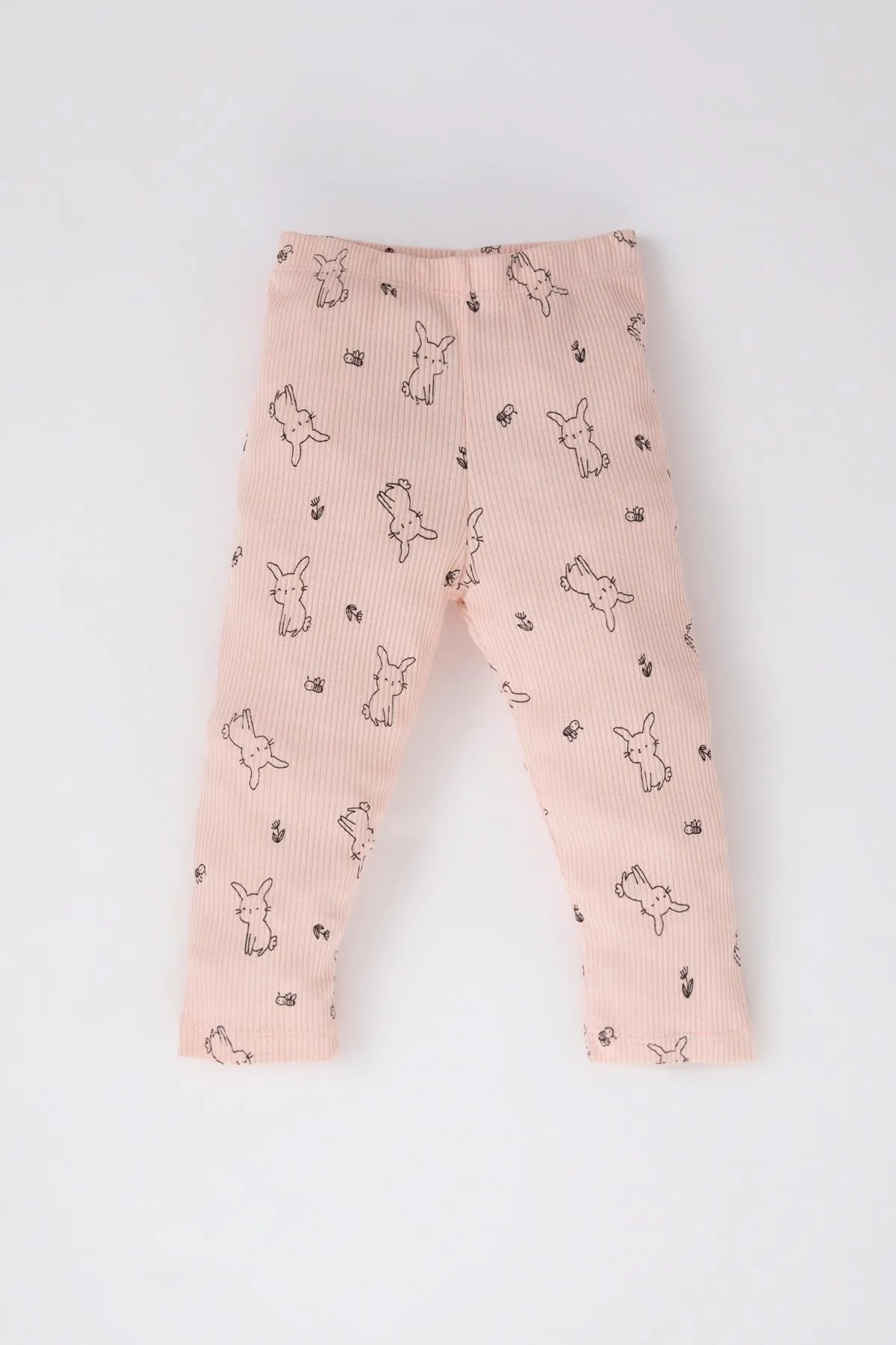 DeFacto  Langärmliges, geripptes Camisole-Pyjama-Set mit Kaninchen-Aufdruck für Babys