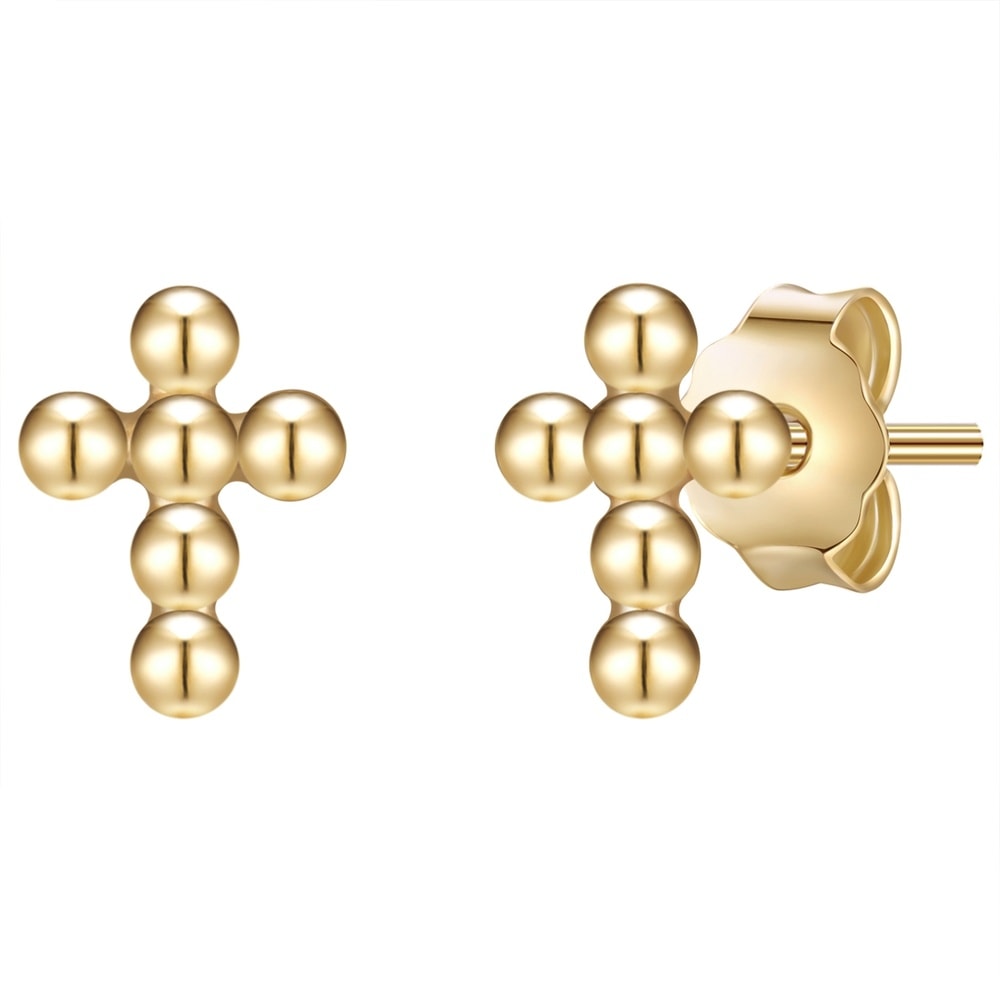 Glanzstücke München Puces d'oreilles en argent Croix Argent sterling en Or jaune Boucles d'oreilles
