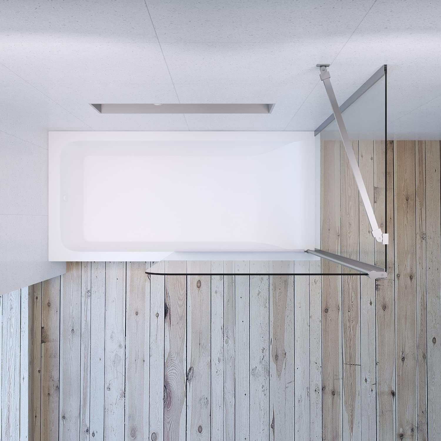 AQUABATOS Badewannenaufsatz Duschwand Glas mit Seitenwand 80x75x140cm, Einscheibensicherheitsglas, Sicherheitsglas