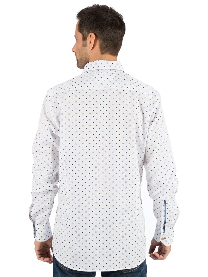 OS-Trachten Trachtenhemd 420000-3456 in weiß-blau günstig kaufen XS