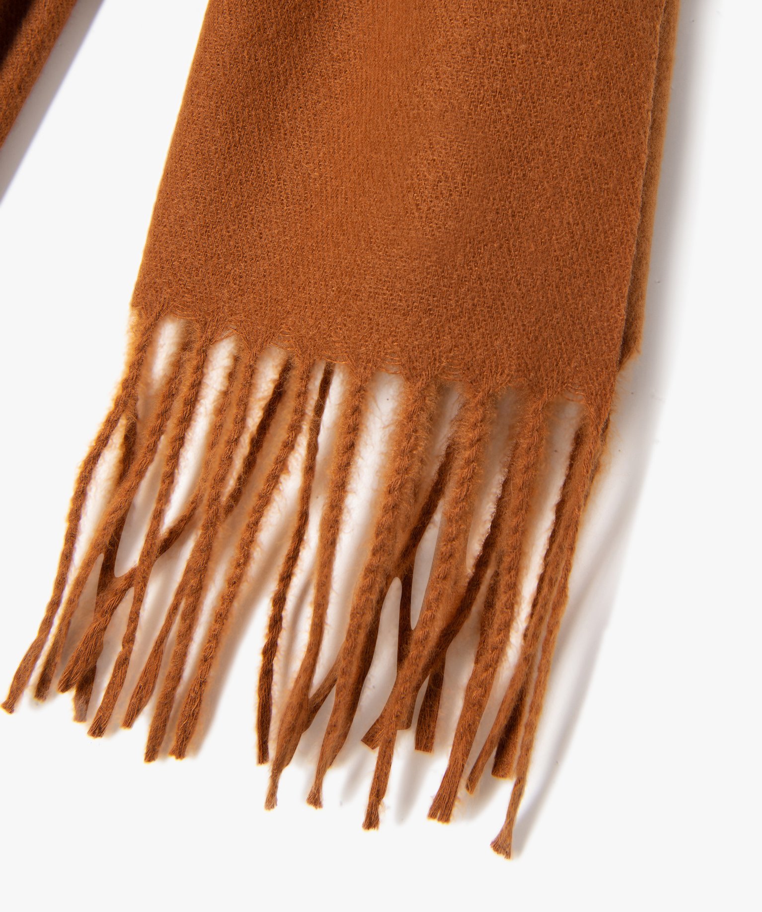 Echarpe homme unie à franges camel | GEMO