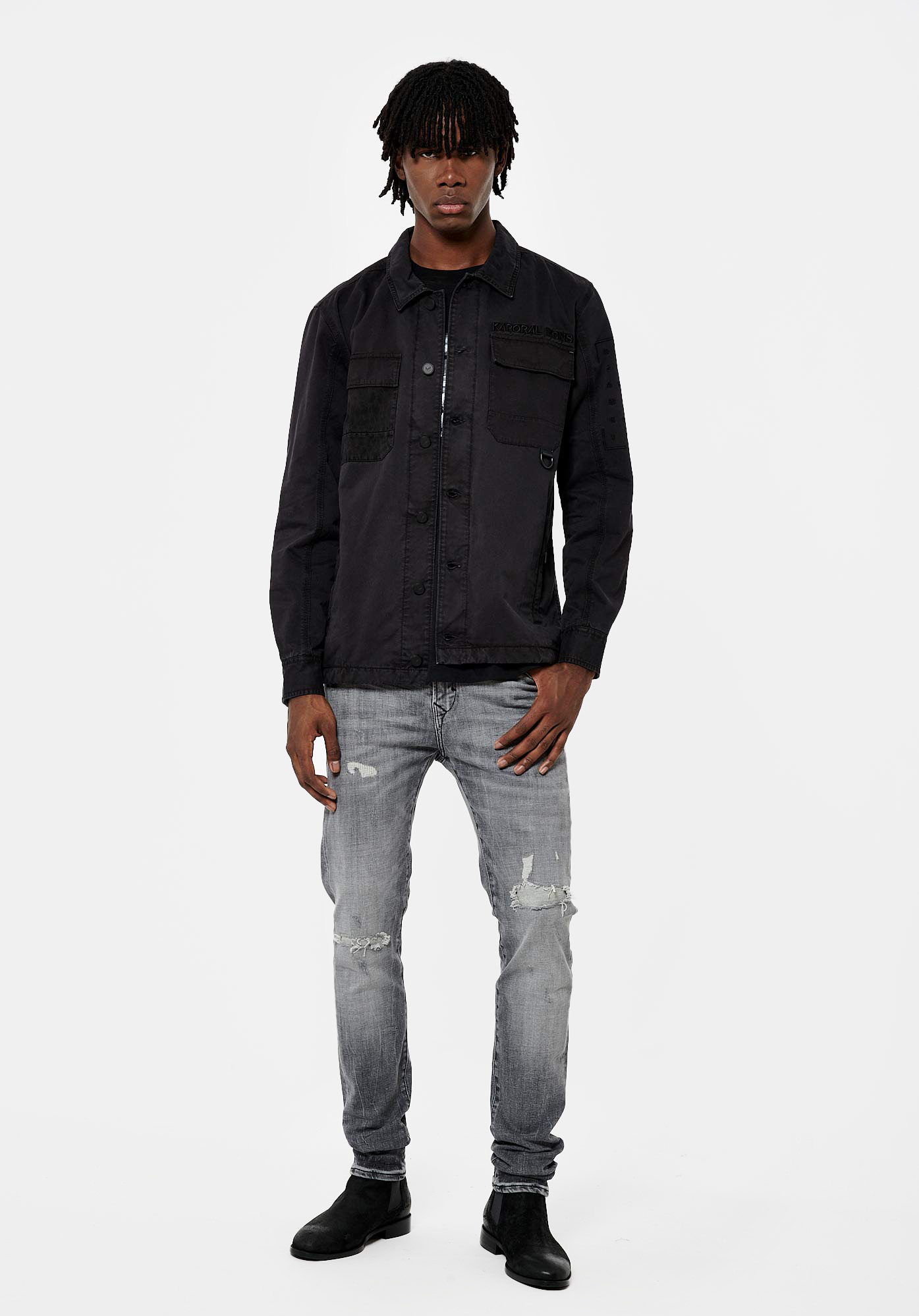 MIX    Veste noire Homme en 100% coton