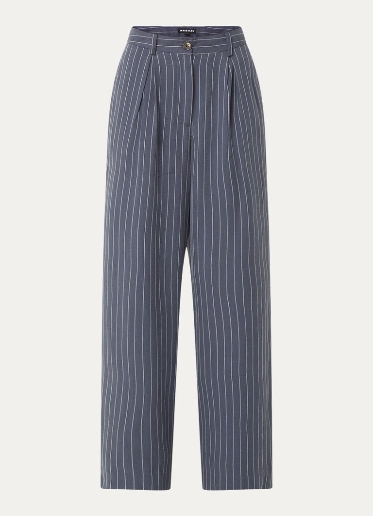 Whistles Lottie high-waist loose-fit lyocell trousers with pinstripe