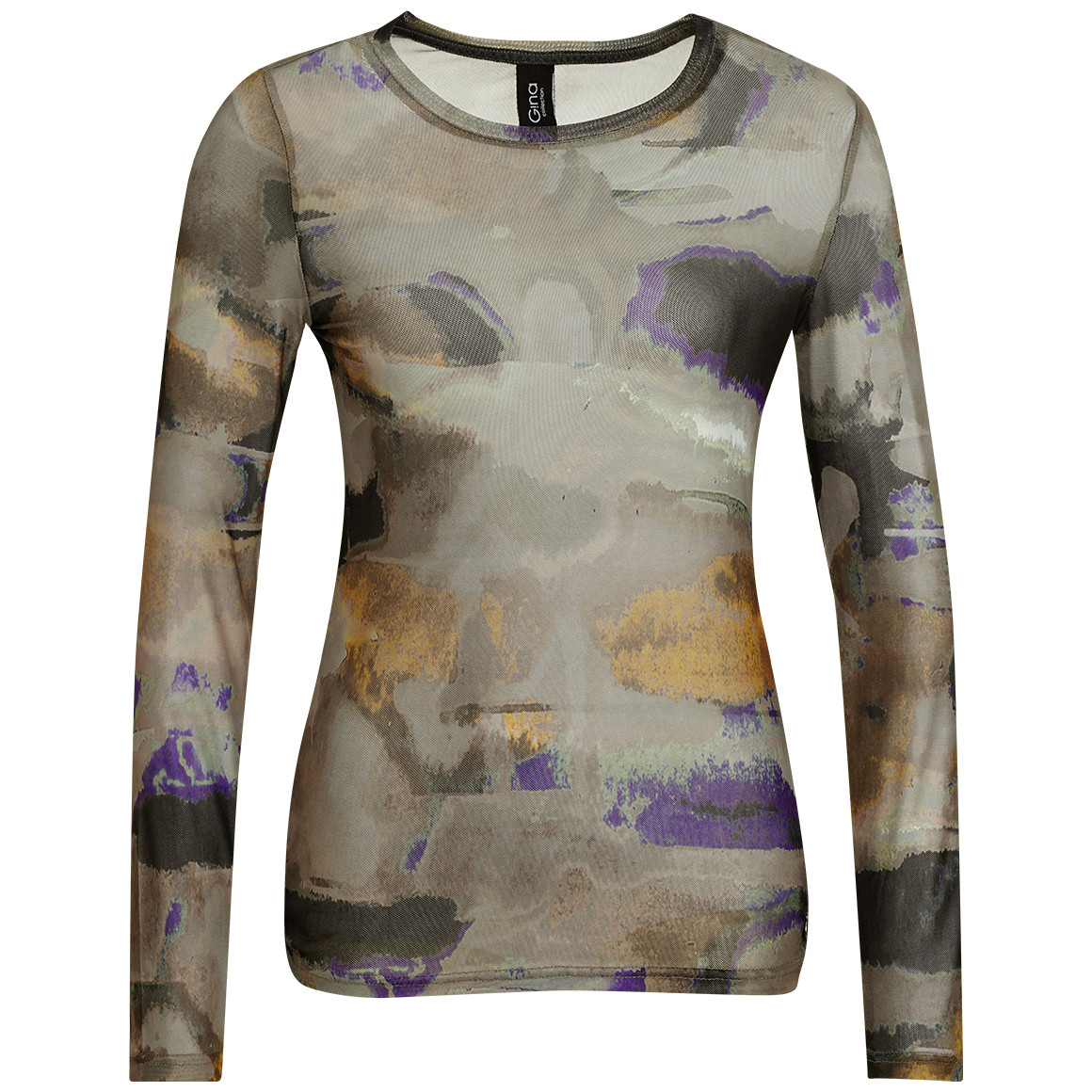 Damen Langarmshirt in semitransparenter Optik