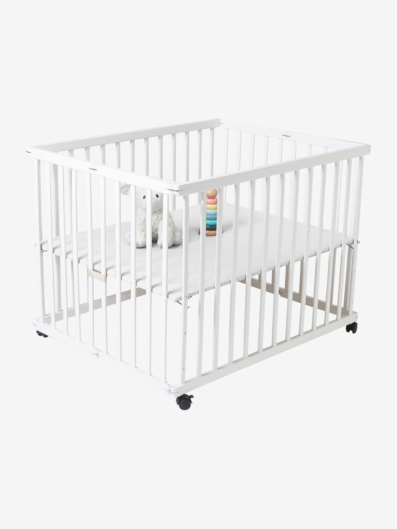 Vertbaudet Baby Laufgitter aus Holz, klappbar - weiß