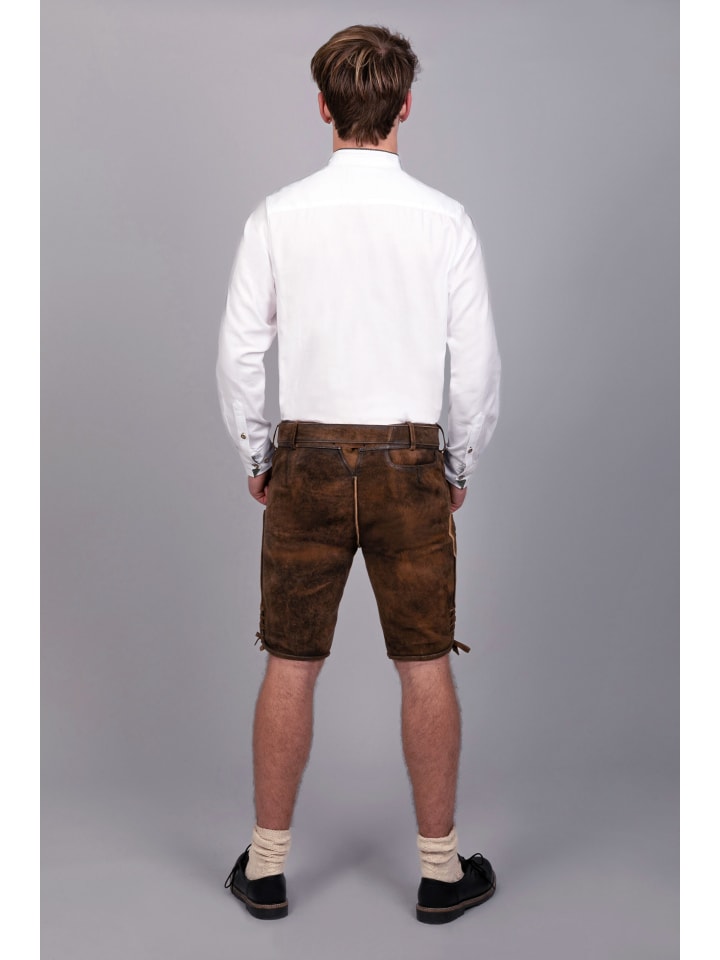 Edelnice Kurze Wildbock Lederhose Bernd in dunkelbraun günstig kaufen