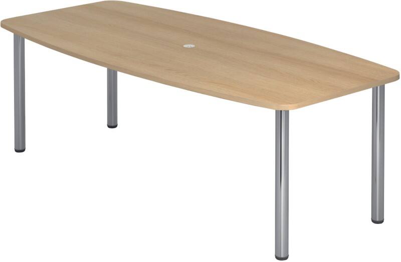 Hammerbacher Konferenztisch Eiche, Silber Chrom, Melaminharzbeschichtete Spanplatte KT22C 2.200 x 1.050 x 740 mm