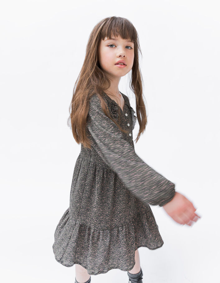 Robe kaki imprimé léopard-coeurs fille