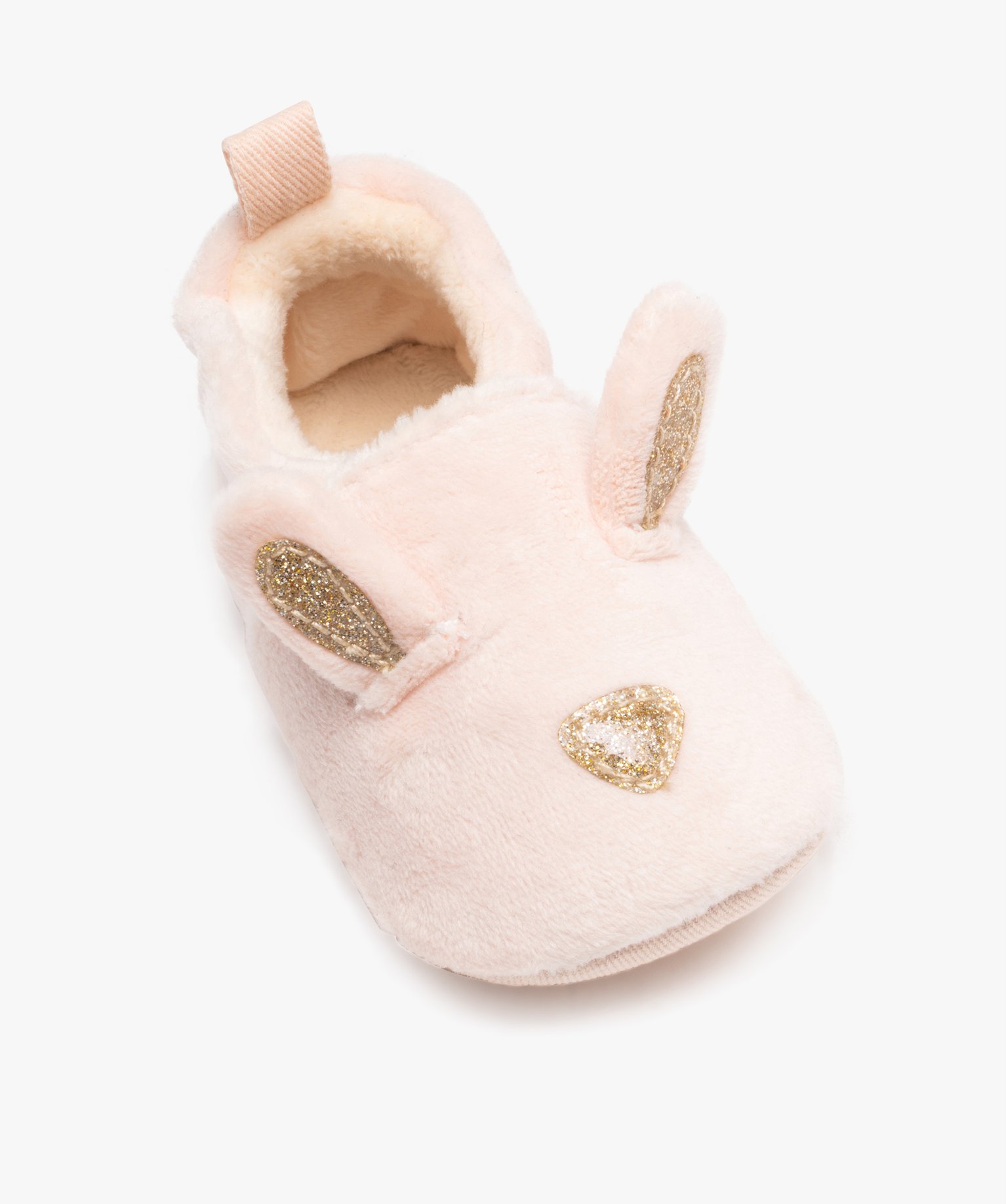 Chaussons de naissance bébé fille lapin en velours rose | GEMO