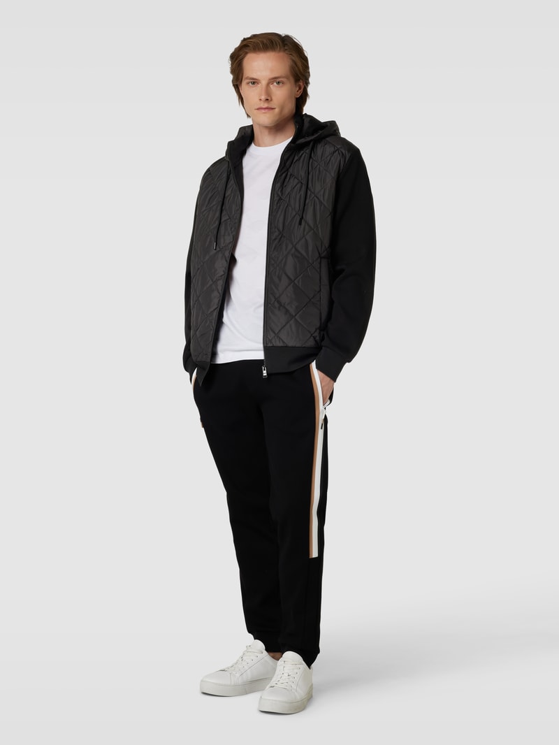 Sweatjacke mit Steppnähten Modell 'Salvi' in schwarz