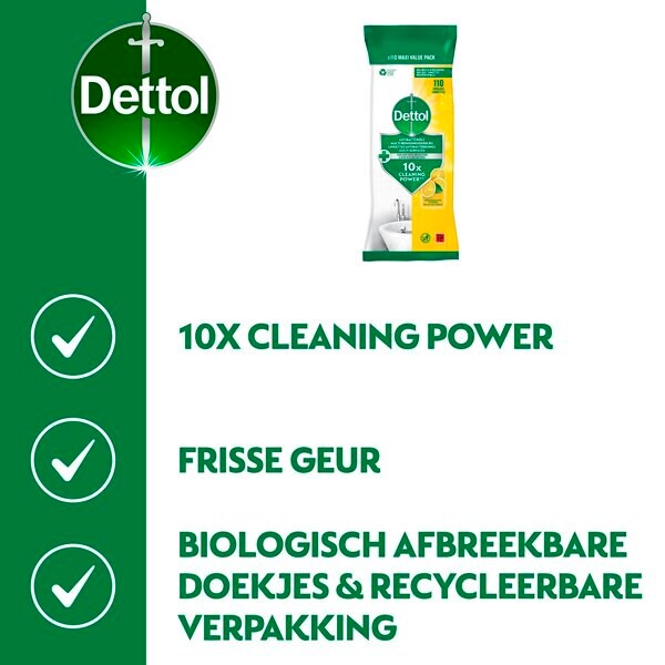 Dettol Power & Fresh Citrus többfunkciós tisztító kendő 110 darab