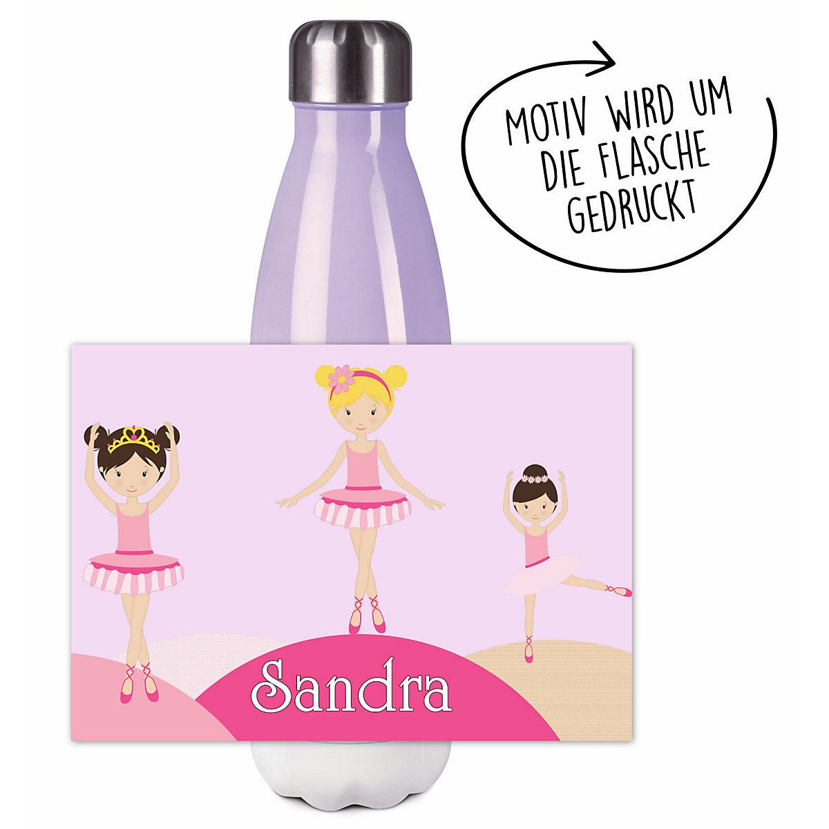 Edelstahl Kinder Thermoflasche / Trinkflasche bunt Balerina Spülmaschinenfest, Auslaufsicher, Bruchfest, Doppelwandig, Für Heißgetränke geeignet, Mit Deckel, Isoliert