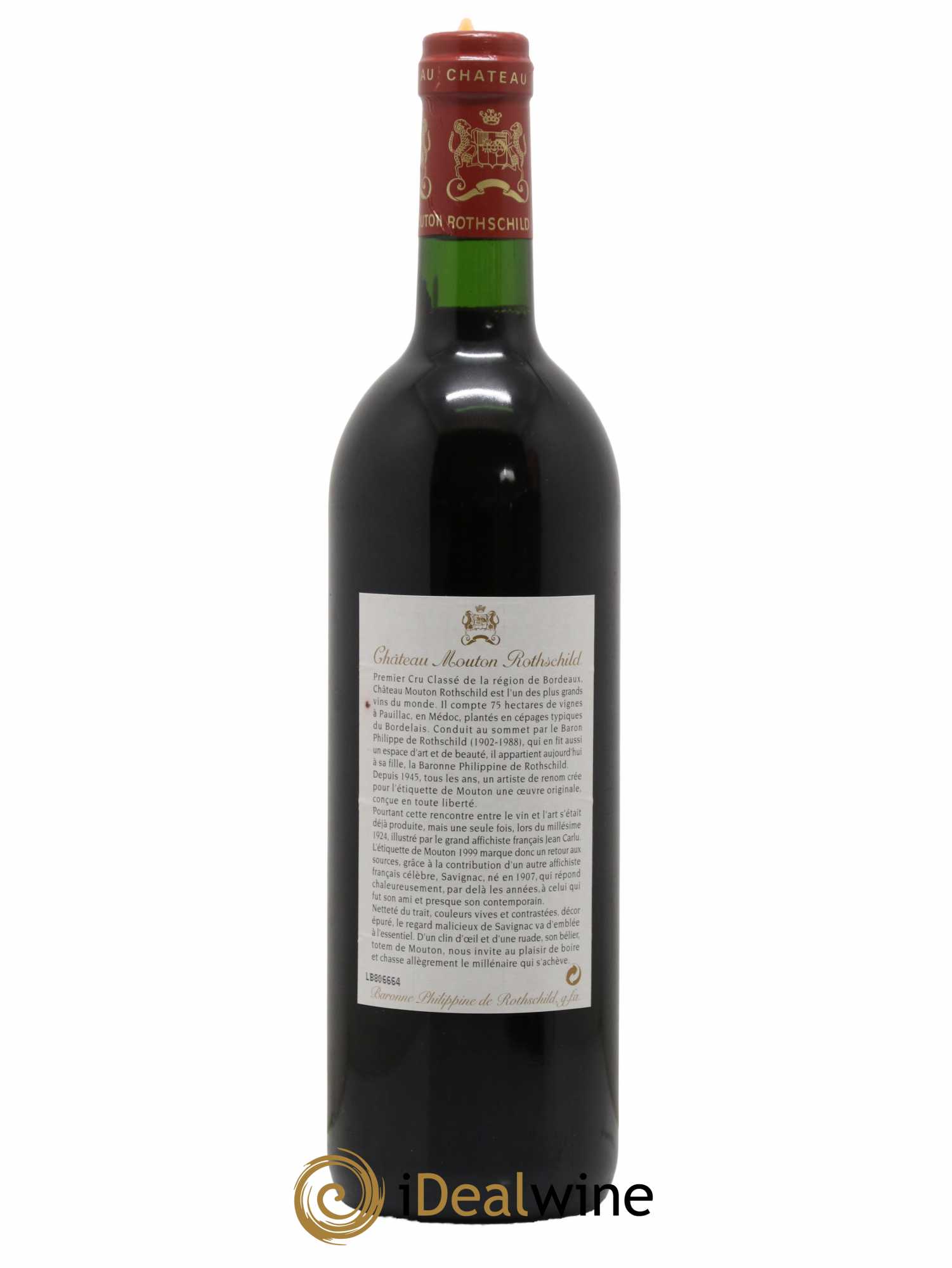 Château Mouton Rothschild 1er Grand Cru Classé  1999 - Lot de 1 Bouteille