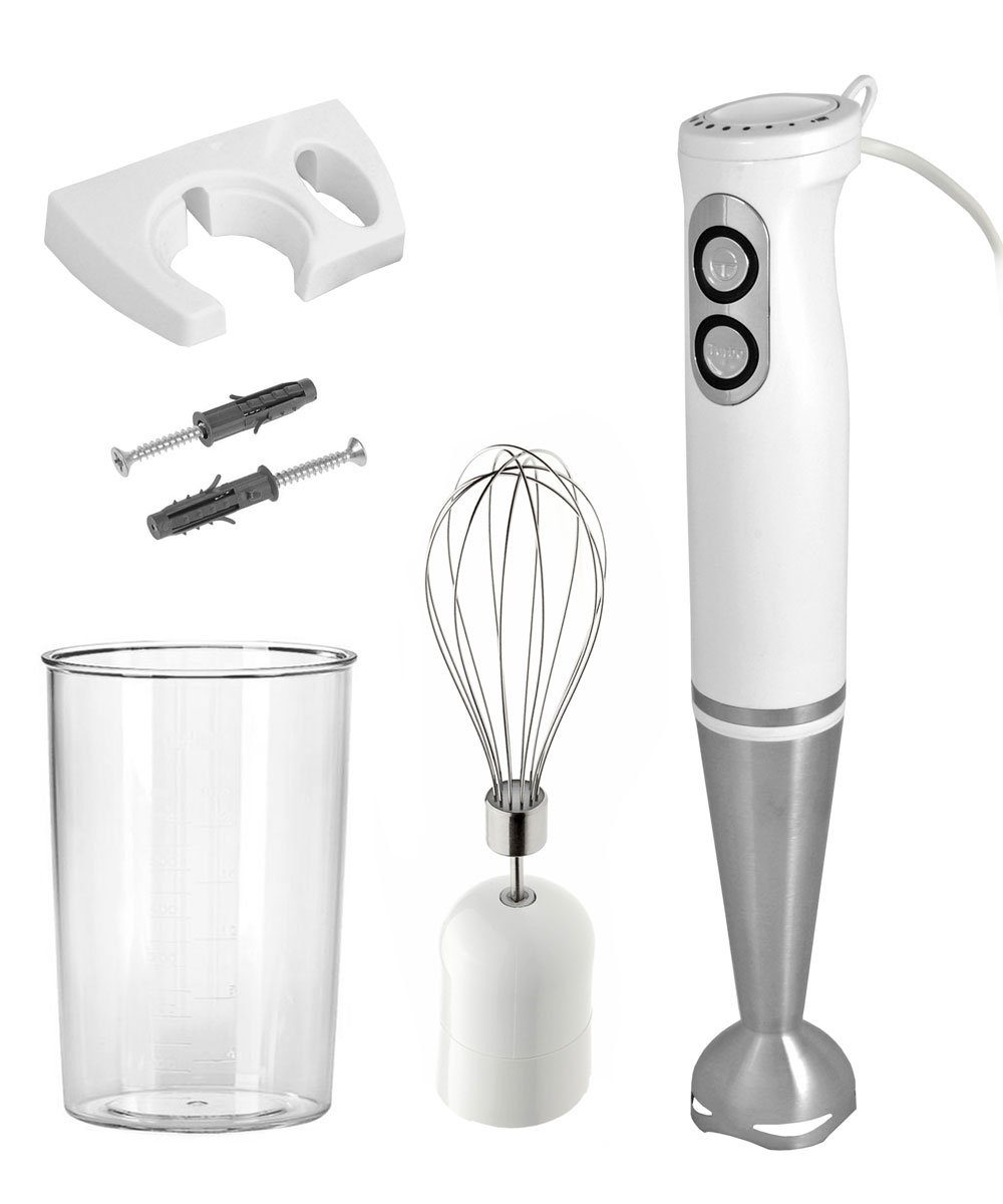 QUIGG Stabmixer Stabmixer SET 500W Edelstahl Pürierstab Mixer Handmixer, 500,00 W, Stufenlose Geschwindigkeitskontrolle am Kopf des Gerätes