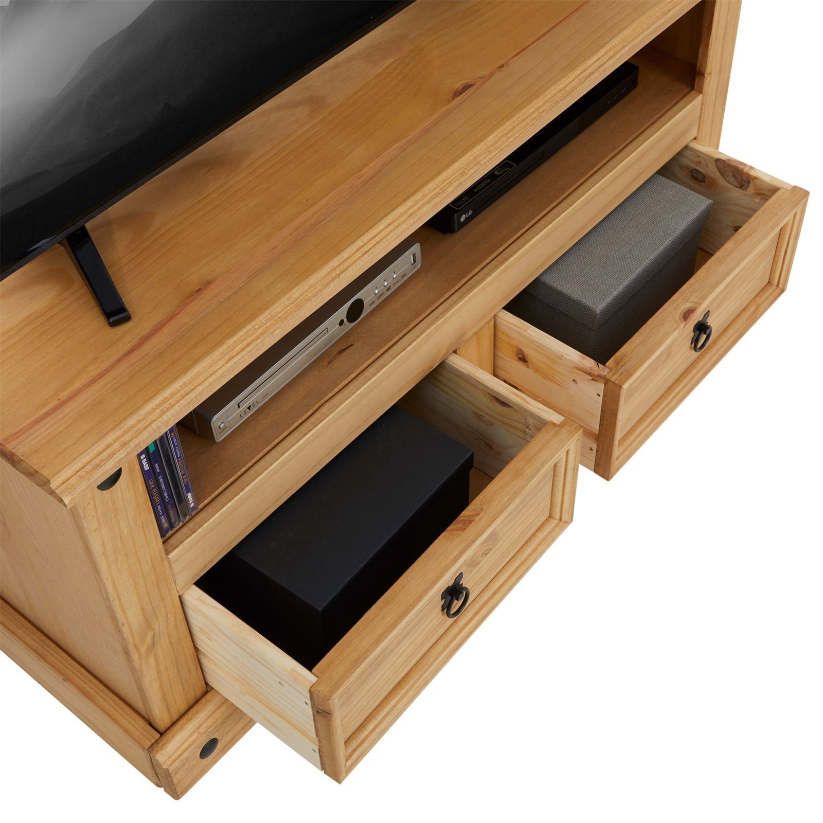 CARO-Möbel Lowboard SALSA, TV Lowboard im Mexico-Stil Fernsehtisch Mexiko Möbel Kiefer massiv 2 S