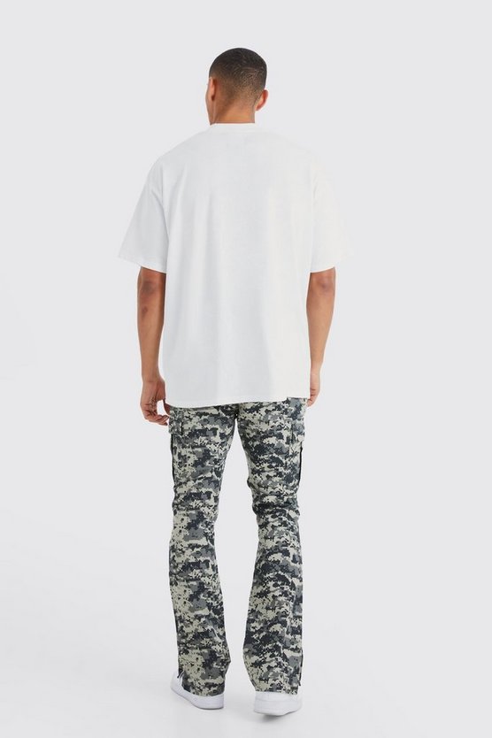 Slim-Fit Camouflage Cargohose mit Druckknöpfen