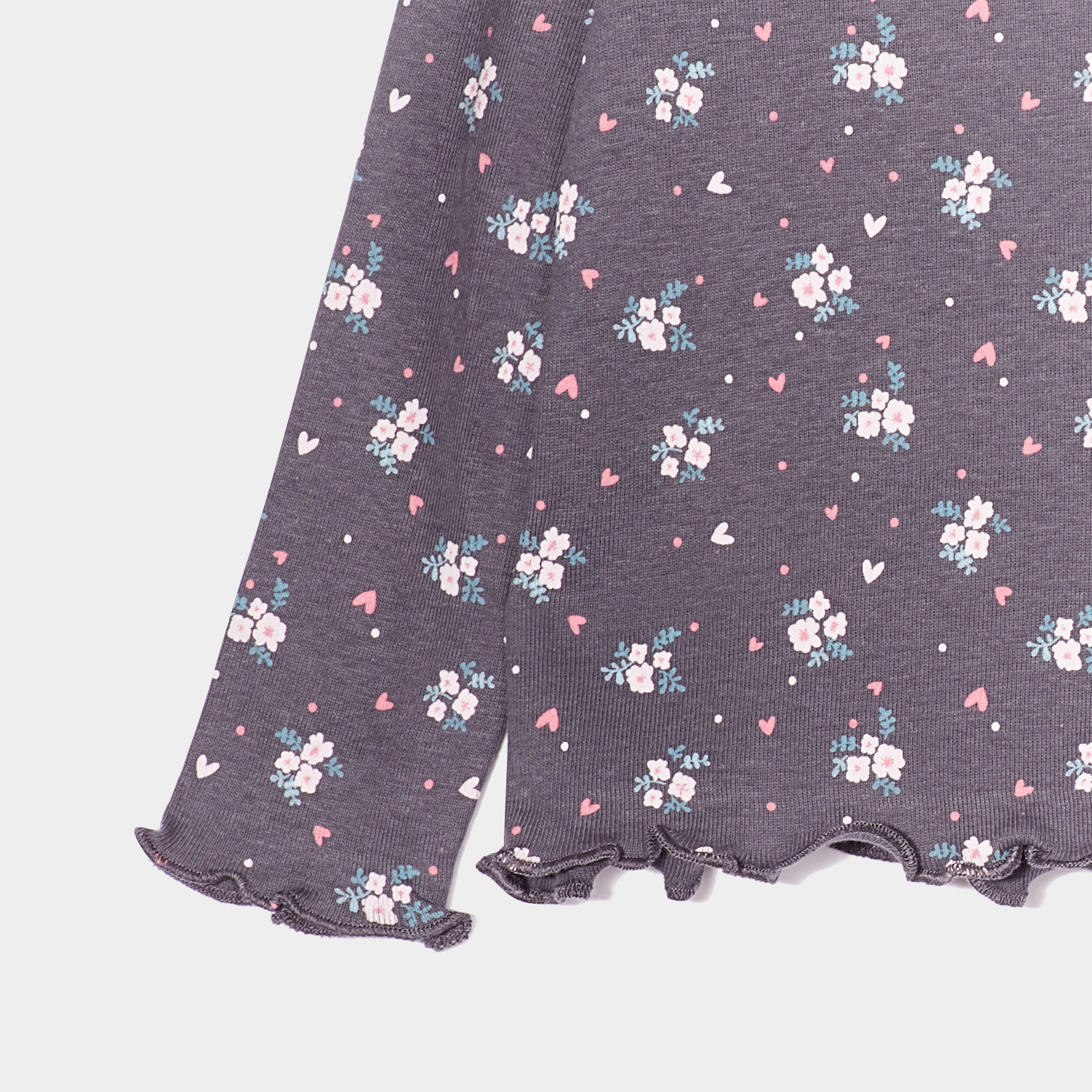 Sous-pull col roulé et bord vague gris foncé bébé fille | La Halle
