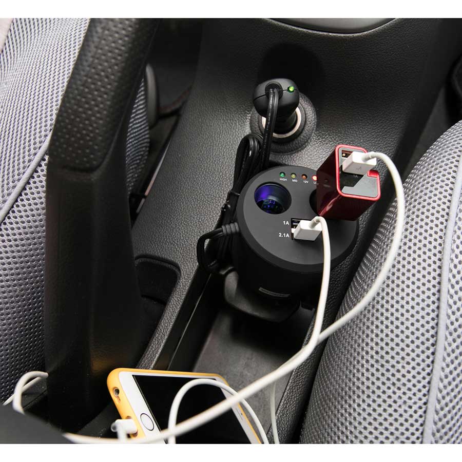 Doppel-Verlängerungskabel für die Zigarettenanzünderbuchse von Norauto, inkl. 2 USB 3.1. A Anschlüsse und Batterietester, 12/24V, 10 A Sicherung, 1 Stück - ATU