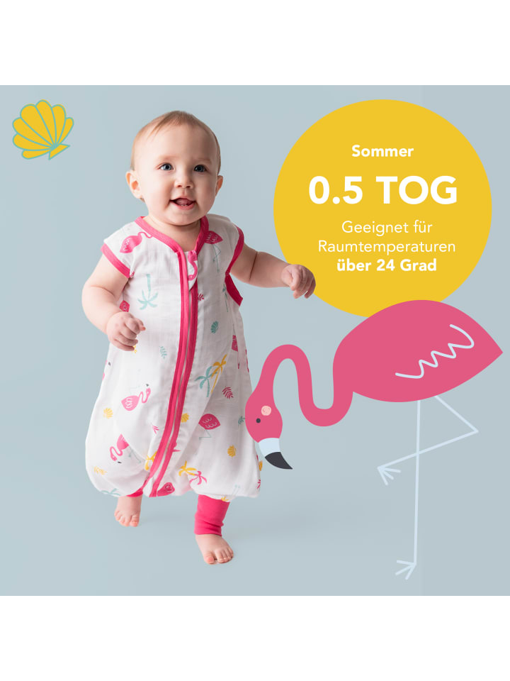 Schlummersack Musselin Schlafsack mit Füßen, 0.5 TOG in Pink günstig kaufen