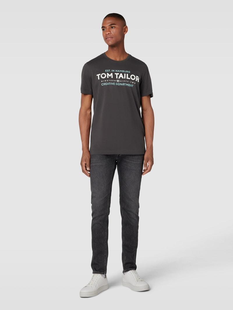 T-Shirt mit Label-Print in anthrazit