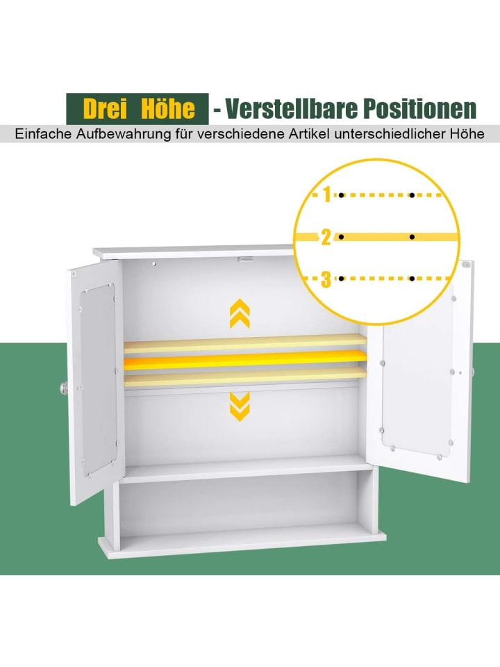 COSTWAY Spiegelschrank Badezimmer in Weiß günstig kaufen onesize