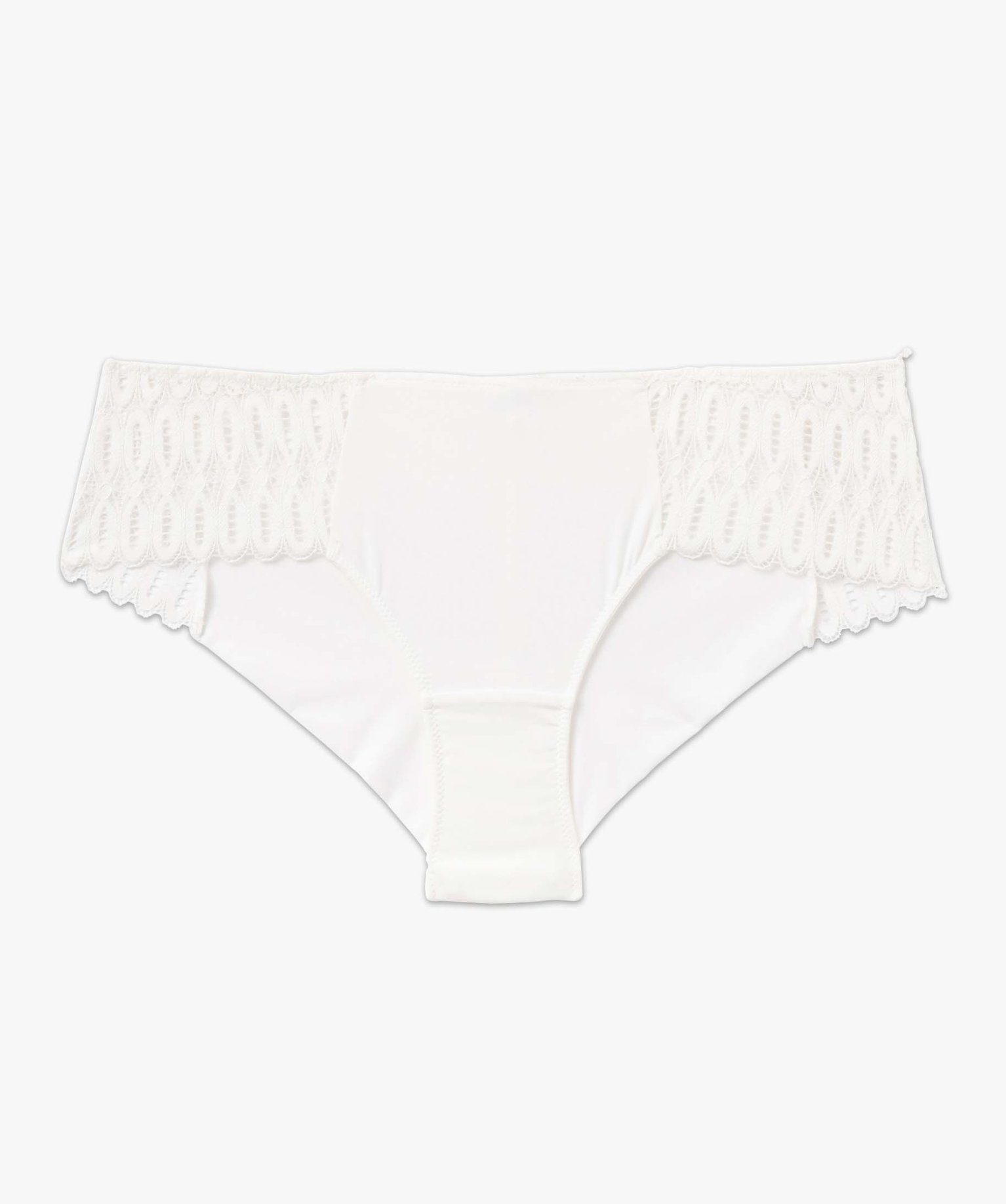 Shorty femme en microfibre et dentelle sur les hanches ecru | GEMO