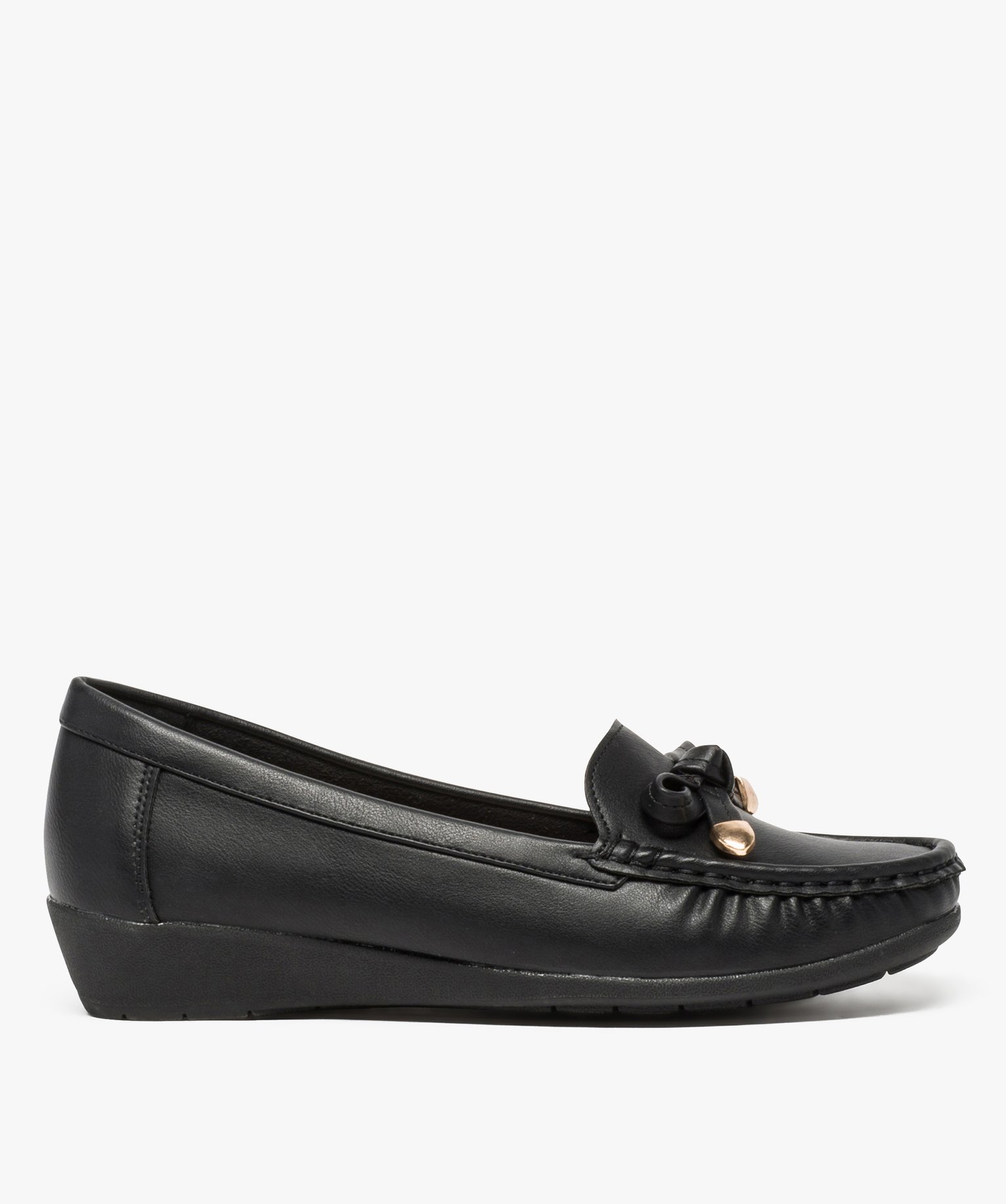 Mocassins confort unis à talon compensé femme noir | GEMO