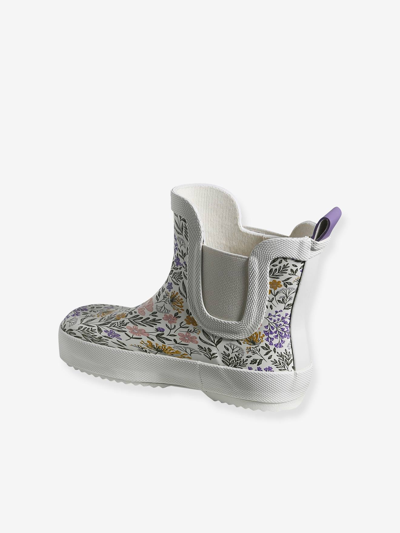 Vertbaudet Kinder Gummistiefel mit Blumen - weiß bedruckt