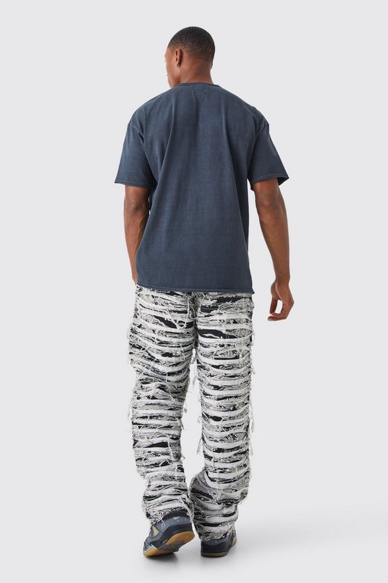Oversize T-Shirt mit rohem Saum