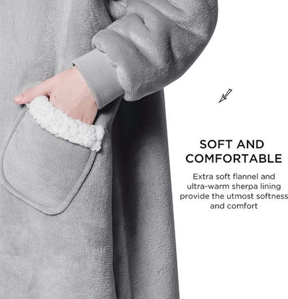 Wohndecke Hoodie Decke winter mit Ärmeln und Kapuze tragbare blanket sweatshirt, vokarala, Super Weich und bequem Flanell Damen Kapuzenpullover