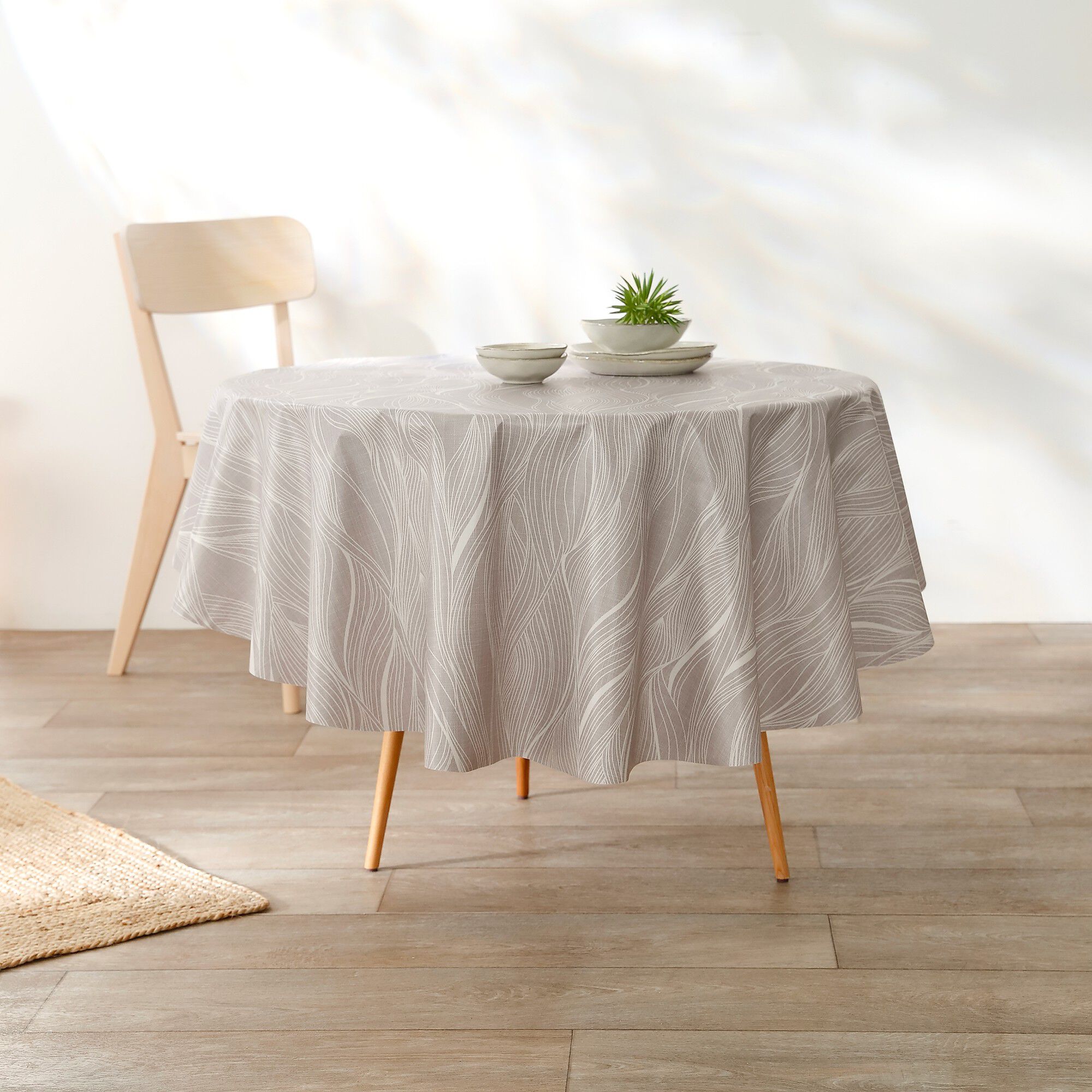 Nappe toile cirée imprimée vagues