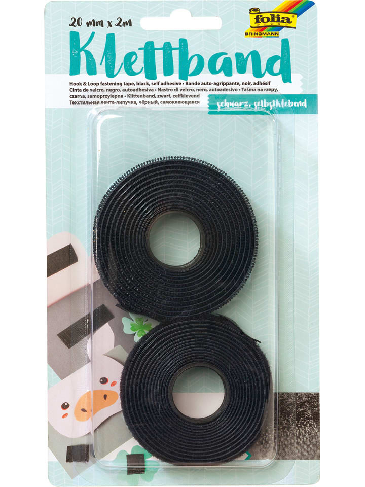 folia PAPER Selbstklebendes Klettband in Schwarz - (L)200 x (B)2 cm günstig kaufen onesize
