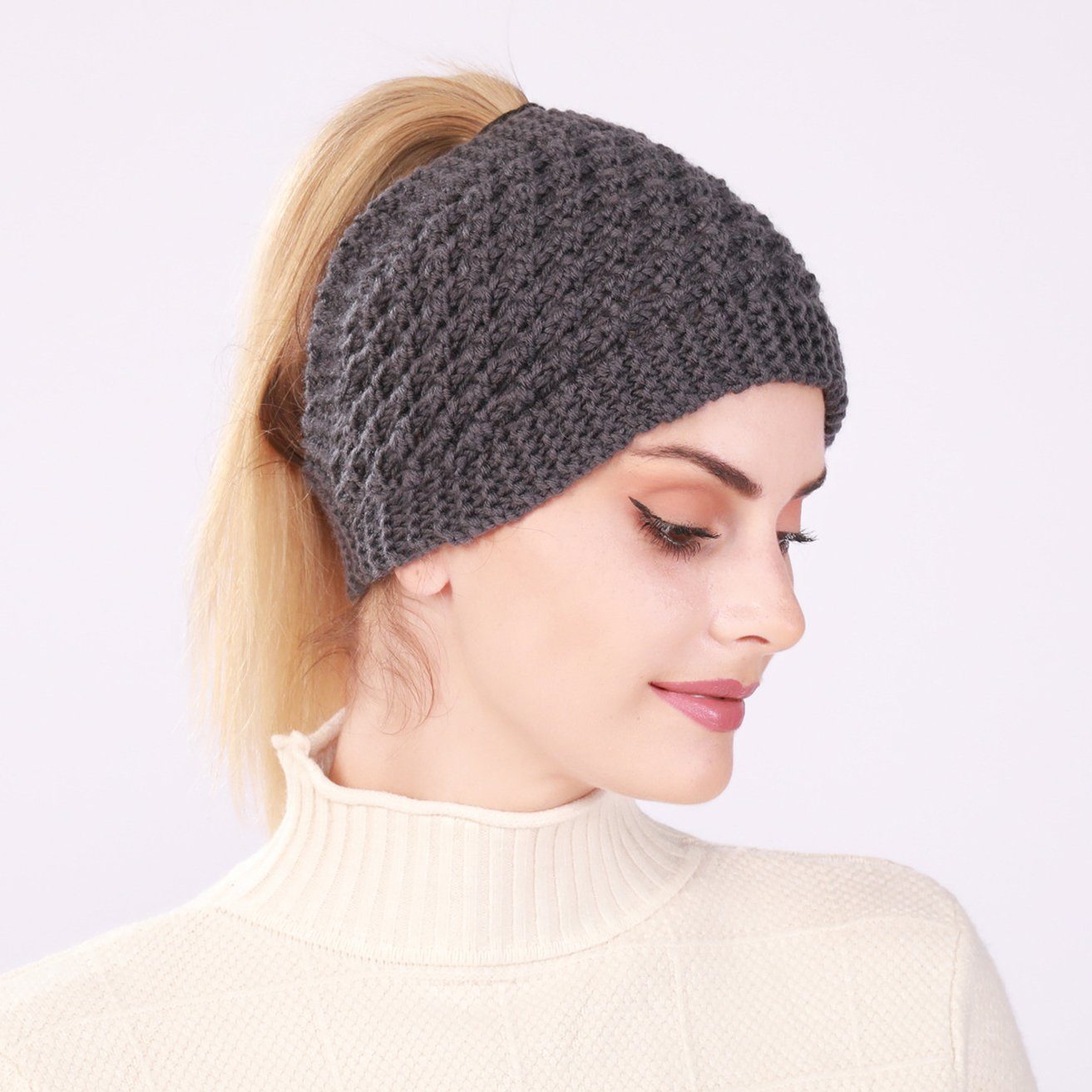HOHEA H Haarband Haarband damen winterhaarband schminkenhaarband mädchen, 1-tlg., Burious Haarband, rosa Haare, dunkelgrau (2 Stücke), haarband mädchenhaarband kosmetikCompile hairband