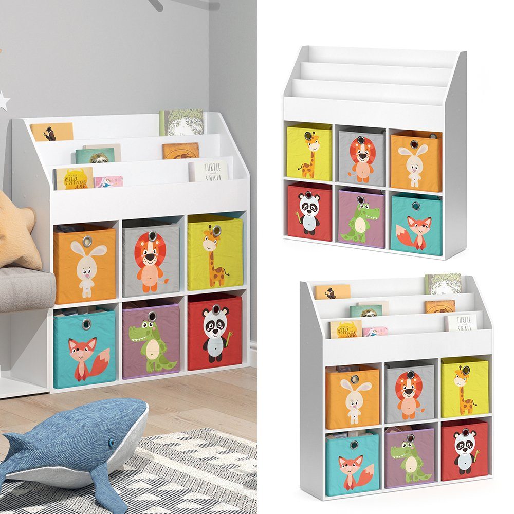 Vicco Bücherregal Kinderregal Aufbewahrungsregal LUIGI + Faltboxen