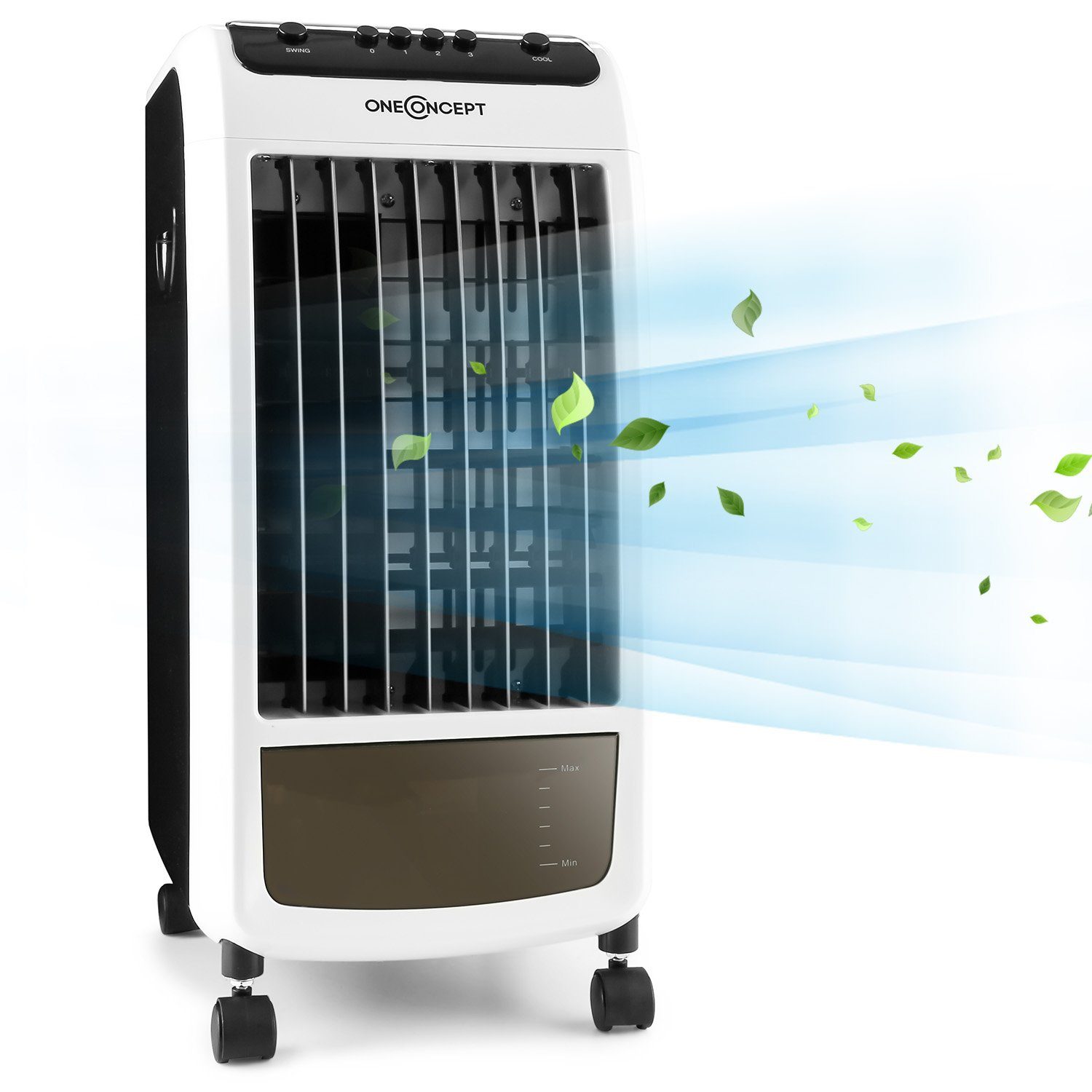 ONECONCEPT Ventilatorkombigerät Carribean Blue 3-in-1 Luftkühler, mit Wasserkühlung & Eis mobil Klimagerät ohne Abluftschlauch