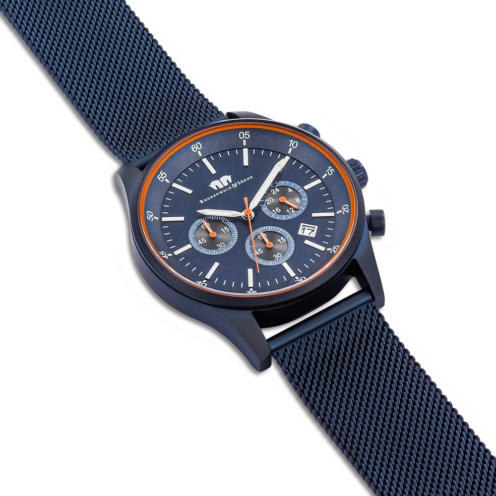 Rhodenwald & Söhne Chronographe Goodwill en Bleu Acier inoxydable en Bleu Montre