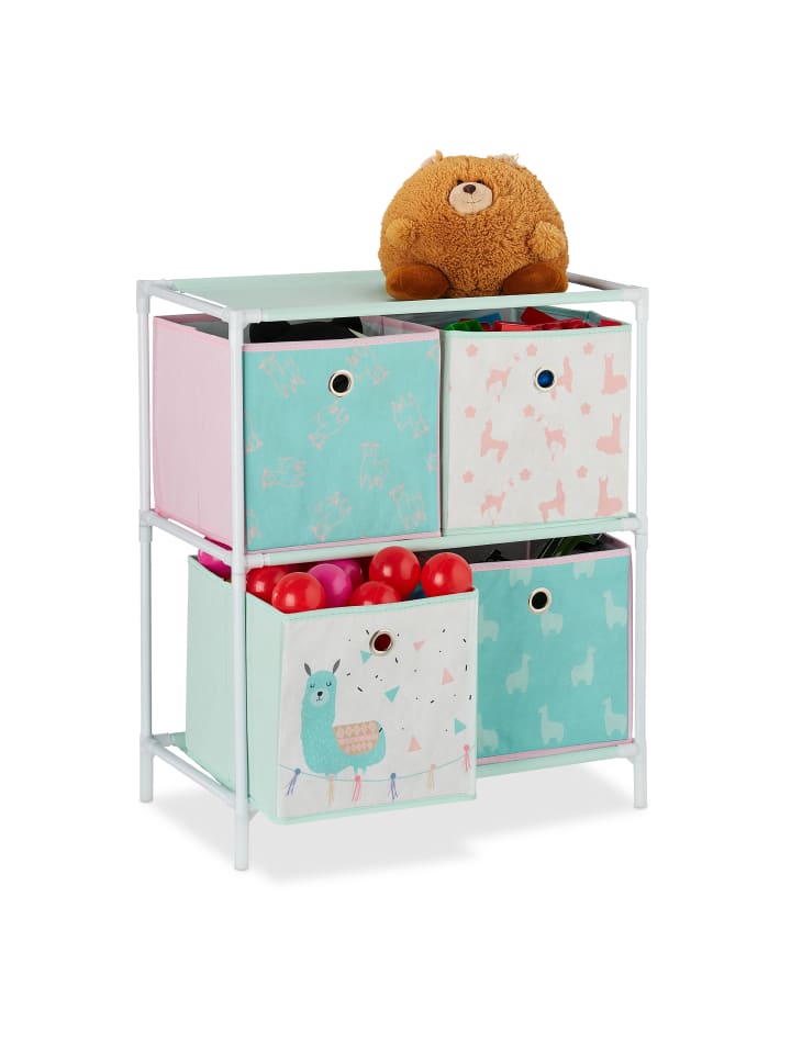 relaxdays Kinderregal Lama in Bunt - (B)53 x (H)62 x (T)30 cm günstig kaufen onesize