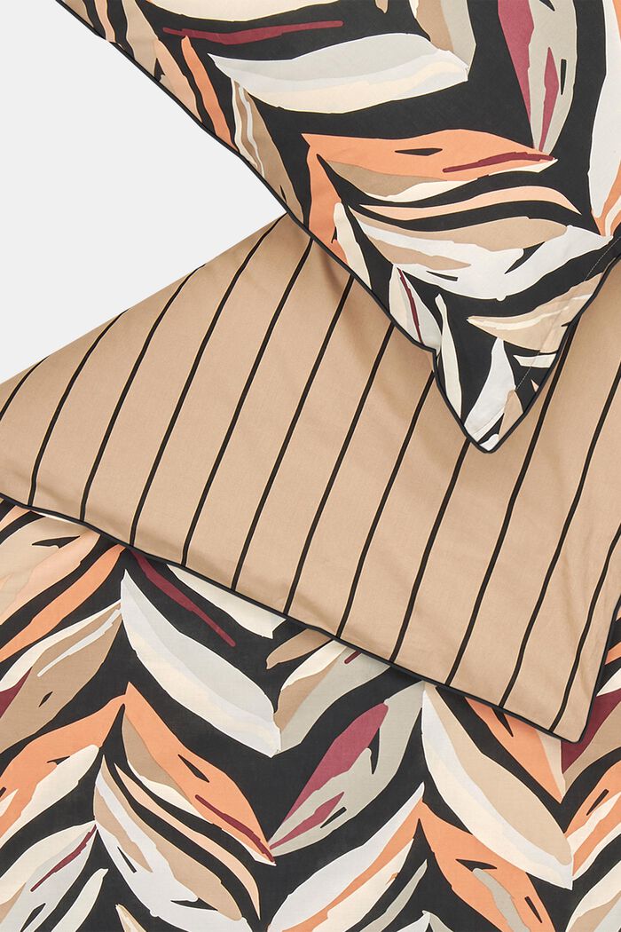 Satin-Bettwäsche mit floralem Motiv und Streifen