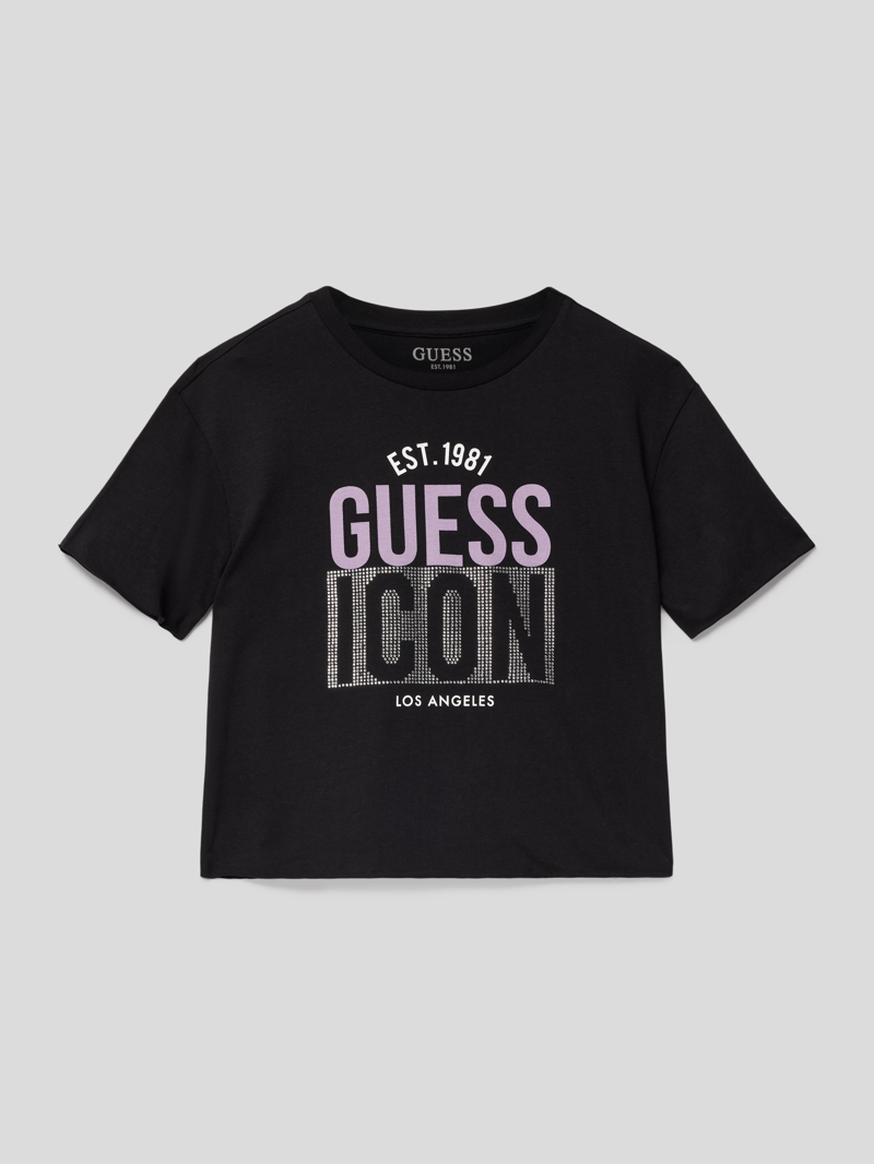 T-Shirt mit Ziersteinbesatz in schwarz