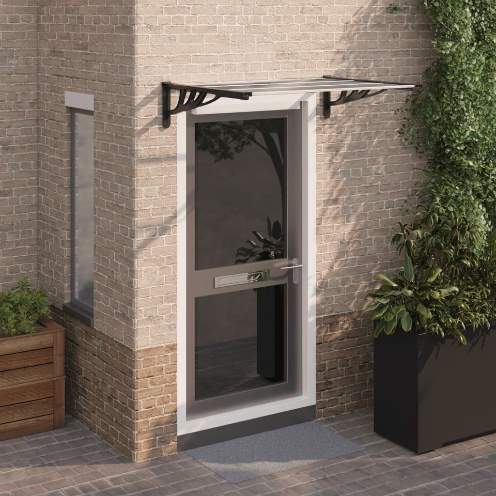 vidaXL Markise Türvordach Schwarz und Transparent 122x90 cm Polycarbonat