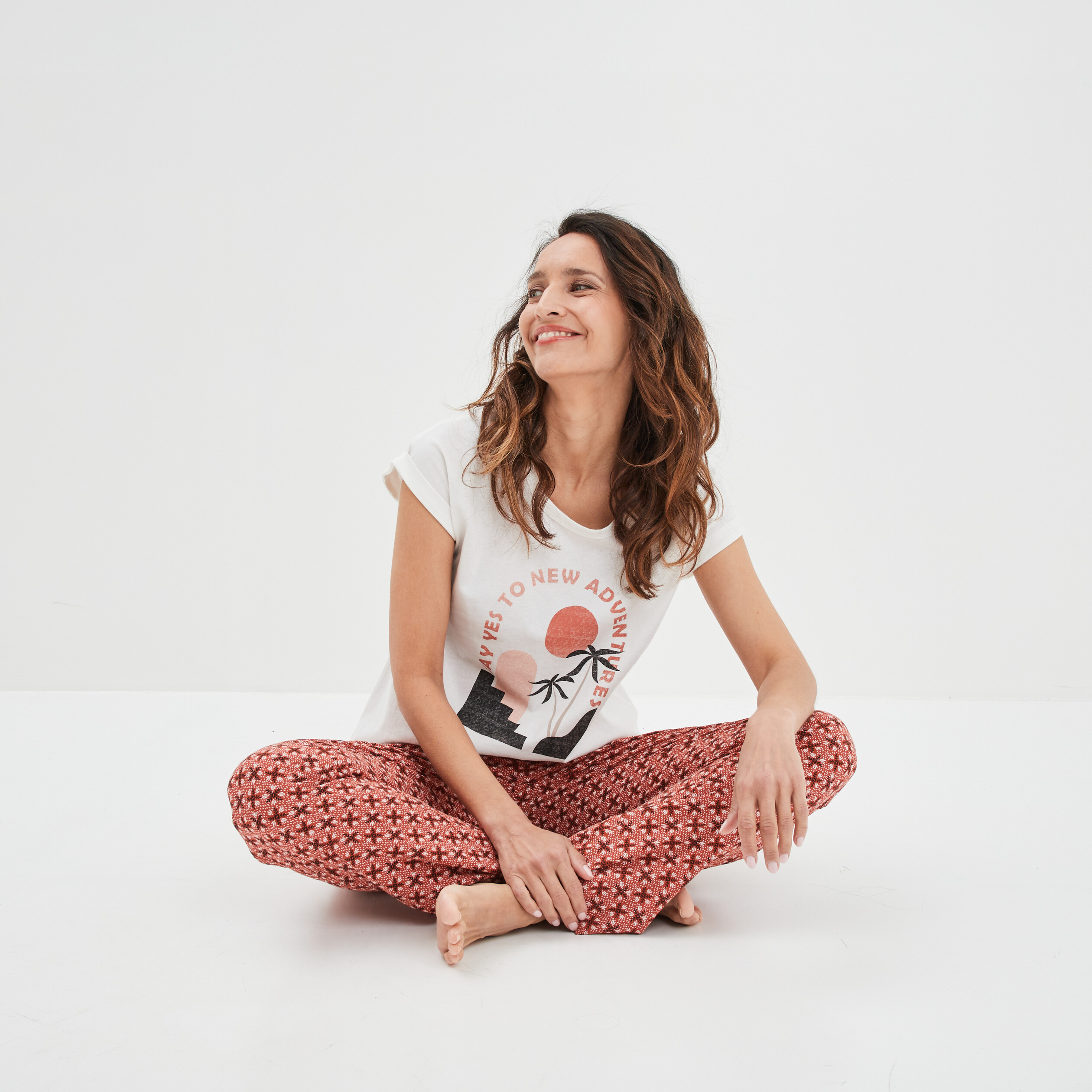 Ensemble pyjama 2 pièces fluide marron femme | La Halle